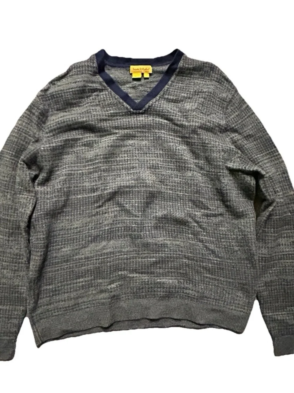 Men’s Tricots St. Raphael 100% Merino Wool Blue Grey Sweater Size Large